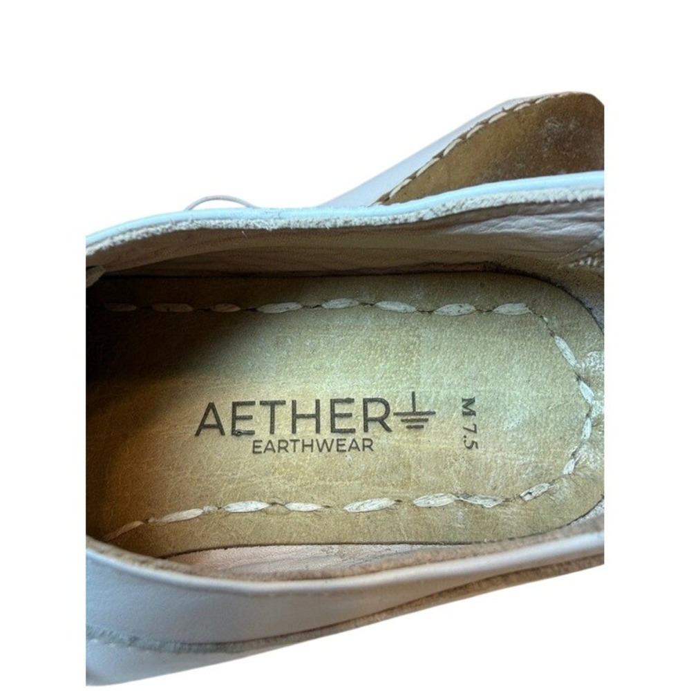 Aether Earthwear Conductive Grounding Shoes Men White Leather Minimalist Sz. 7.5 - Picture 4 of 6
